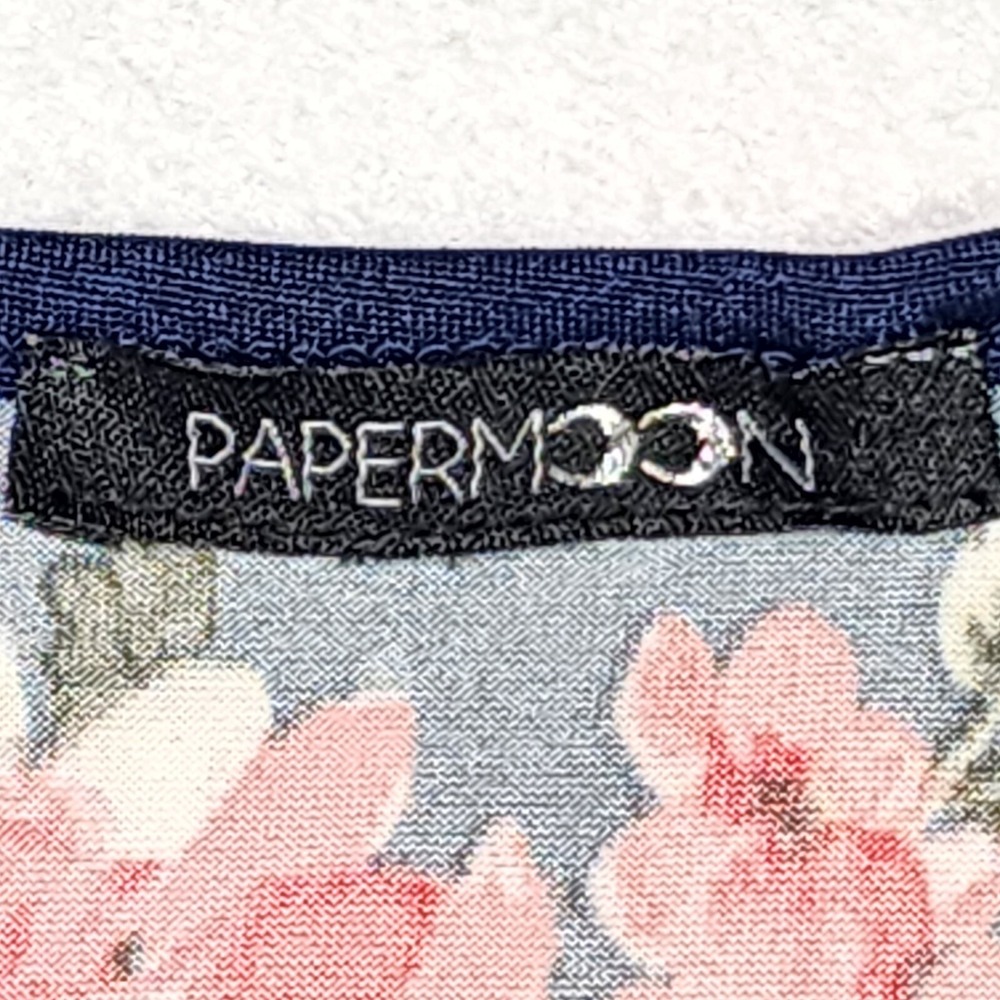 PAPERMOON Strappy Tank Top 2XL Navy Blue with Red Yellow White Floral Flowy Soft - Picture 4 of 11